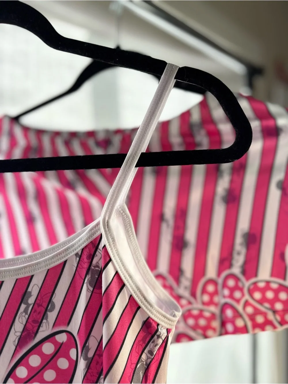 Pink Minnie Mouse Striped Tank & Shorts Set